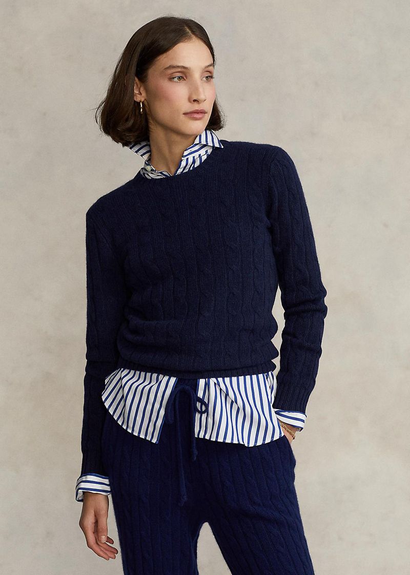 Sueter Polo Ralph Lauren Mujer Cable-Knit Cashmere Jumper Chile Azul Marino MRIDL-5019